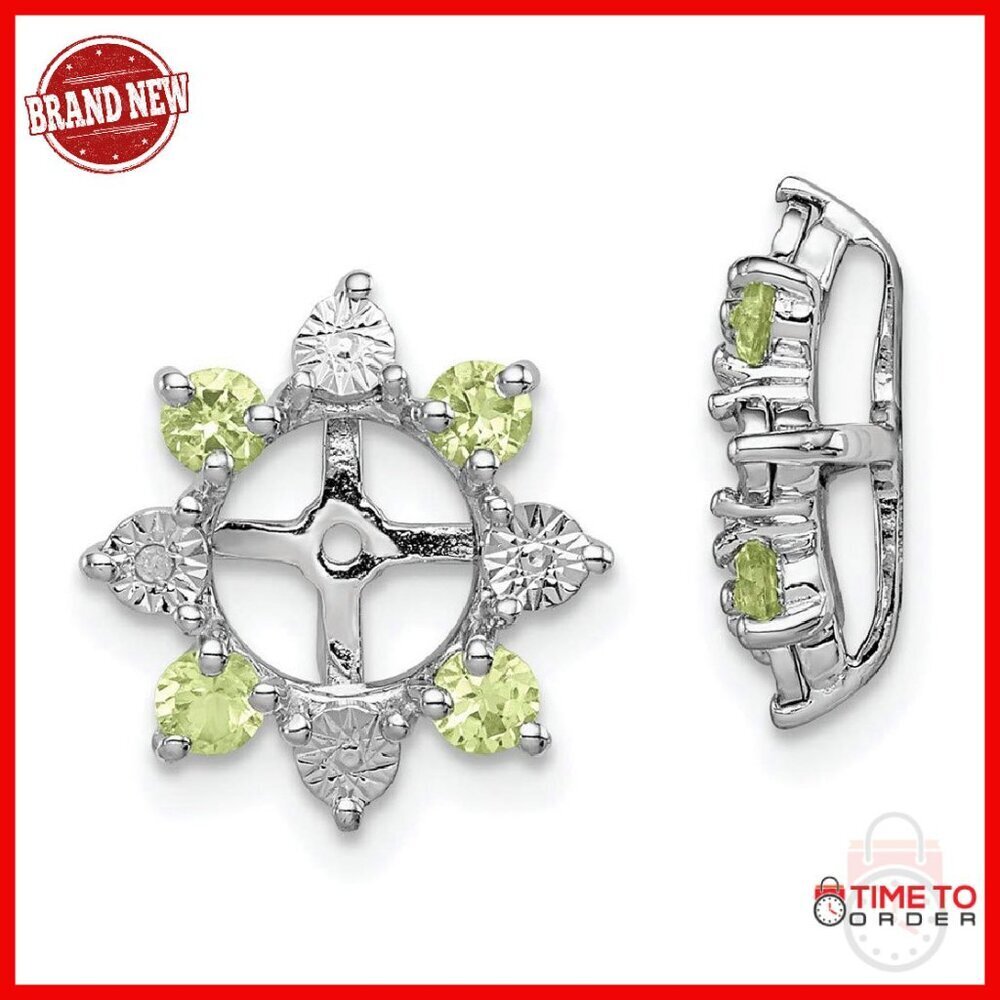 Sterling Silver Diamond Peridot Earring Jackets 13mm